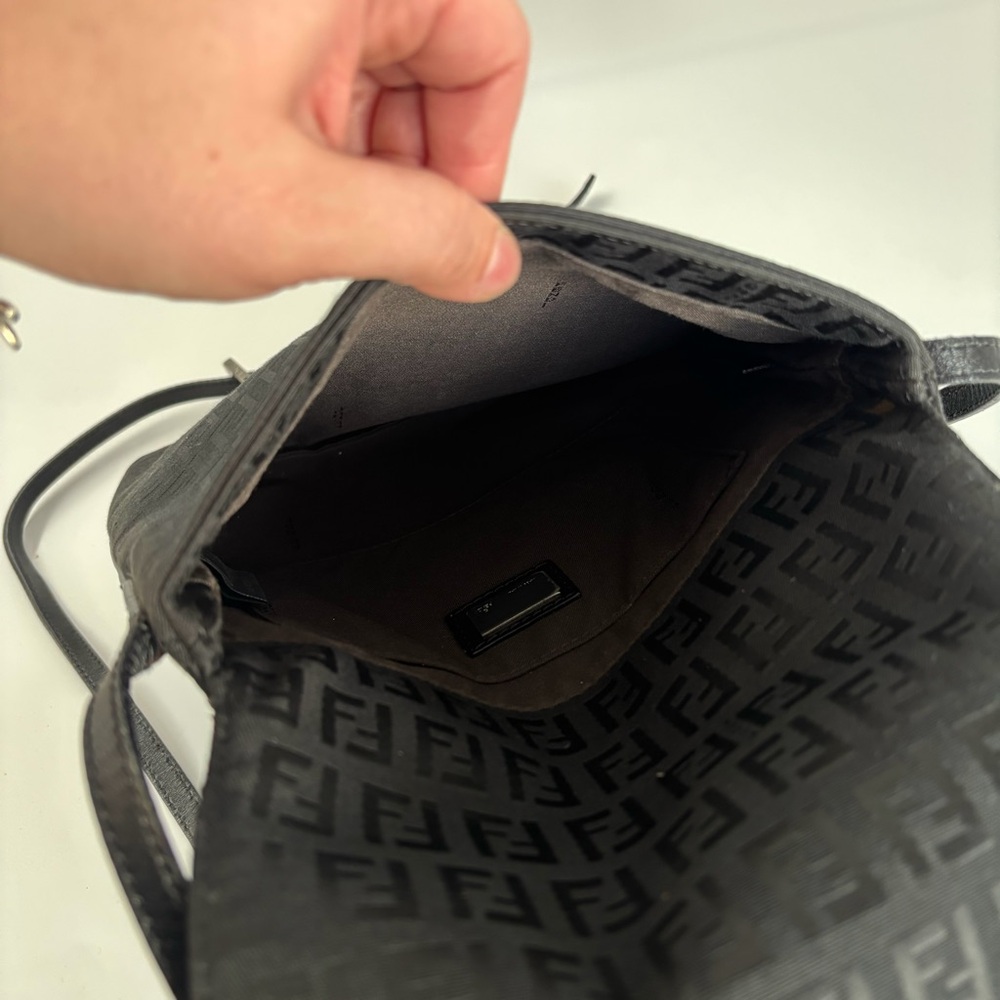 FENDI 2007 ZUCCA CROSSBODY BAG — BLACK FF CANVAS - Picture 6 of 8